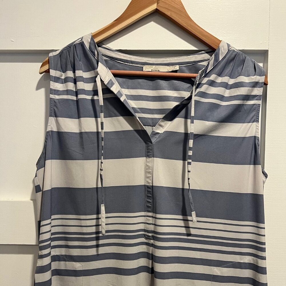 Prana Natassa Tunic Top Lightweight Blue White Stripe Size Large